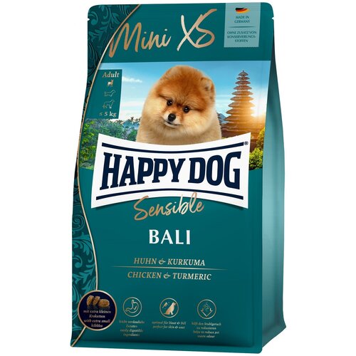 Сухой корм HAPPY DOG 1,3кг Мини Бали XS для собак мелких пород до 5кг с чувствительным пищеварением