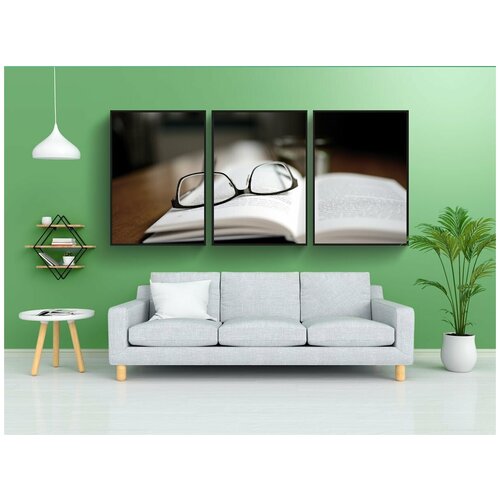 фото Набор модулных постеров для интерьера "книга, читать, очки" 60x90 см. в тубусе, без рамки lotsprints