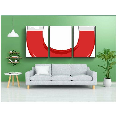 фото Набор модулных постеров для интерьера "магнит, подкова, красный" 60x90 см. в тубусе, без рамки lotsprints