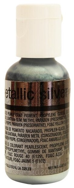 Краска сияющая Серебряная Metallic Silver Chefmaster, 18 гр.