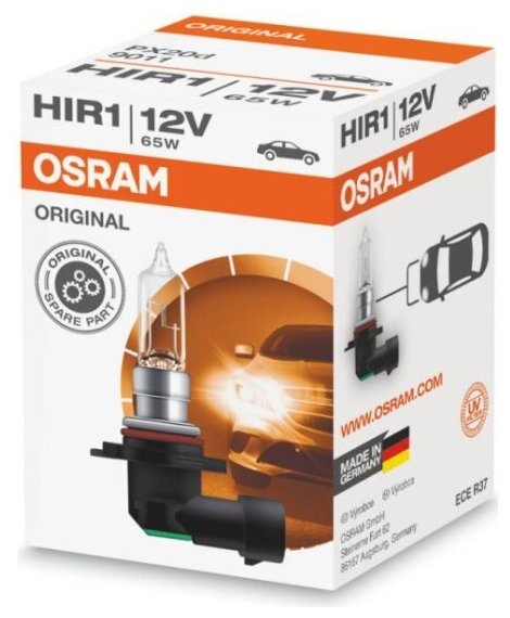 Лампа автомобильная Osram HIR1 65W PX22d 12V, 1шт, 9011
