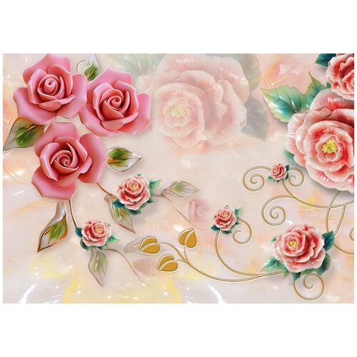 Фарфоровые розы - Виниловые фотообои, (211х150 см)
