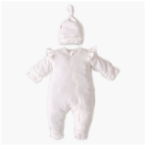 фото Комбинезон слип с шапочкой "юная леди", молочный, 16 kidi