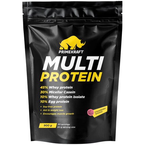 Протеин Prime Kraft Multi Protein, 900 гр., клубника-банан prime kraft мультипротеин клубника банан 900 г