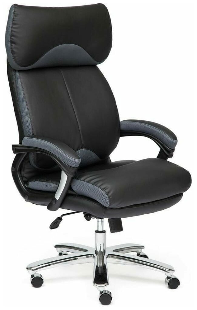 Кресло компьютерное Tetchair GRAND кожа экокожа ткань черный серый