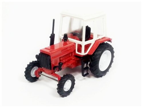 Сувенирная модель трактора МТЗ-82 металл (красный с бел. пласт. кабиной) 1:43