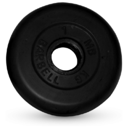 1 кг диск (блин) MB Barbell (черный) 26 мм. 5 кг диск блин mb barbell черный 26 мм