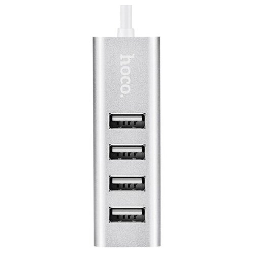 Разветвитель USB Hoco HB1 Silver хаб - концентратор 4 порта USB2.0 линейка - серебристый