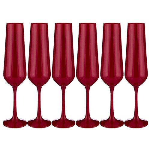Набор бокалов для шампанского «Сандра», 200 мл, 6 шт, цвет красный