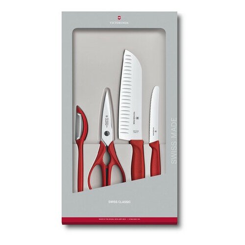 Набор Victorinox кухонный, 4 предмета, красный (подарочная упаковка) (6.7131.4G) комплект аксессуаров rusexpress подарочная упаковка для мужчин длина 122 см красный