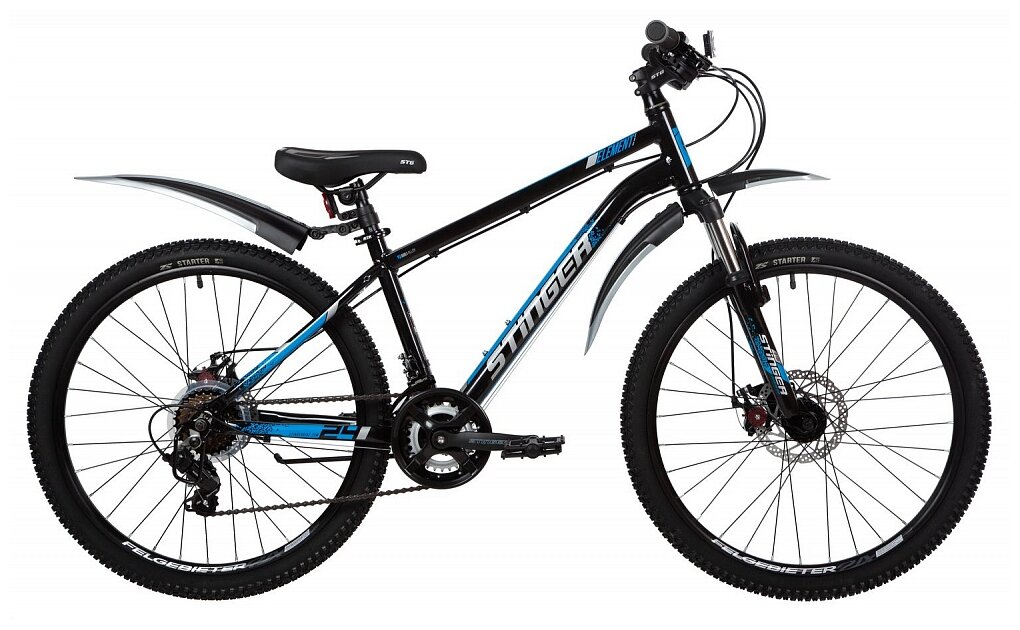 Подростковый горный (MTB) велосипед Stinger Element Evo 24 (2022) черный 14" (требует финальной сборки)