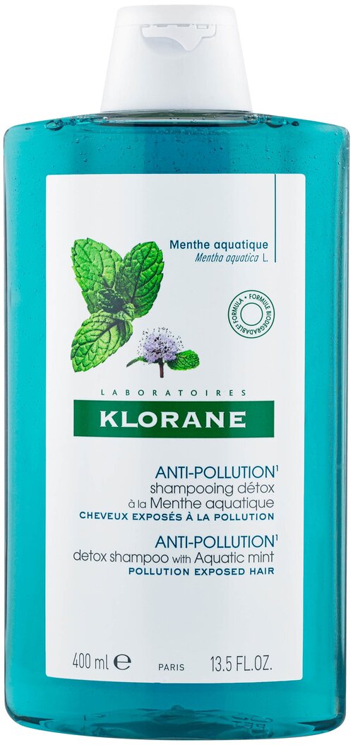 Klorane шампунь Anti-Pollution detox with Aquatic Mint, 400 мл