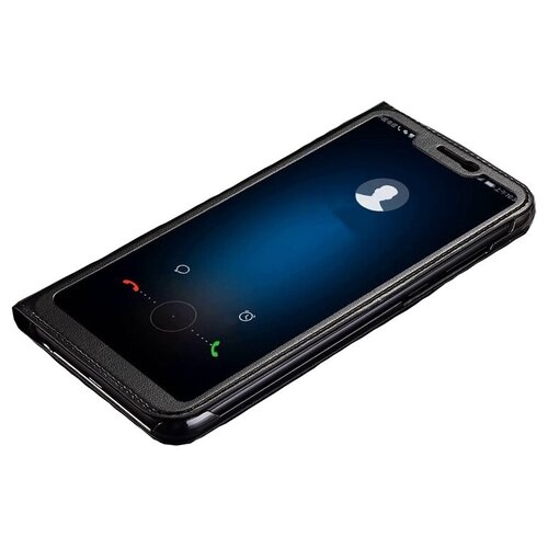 фото Чехол-книжка mypads для huawei honor 8x max (are-al00) 7.12 черный с окошком для входящих вызовов кожаный