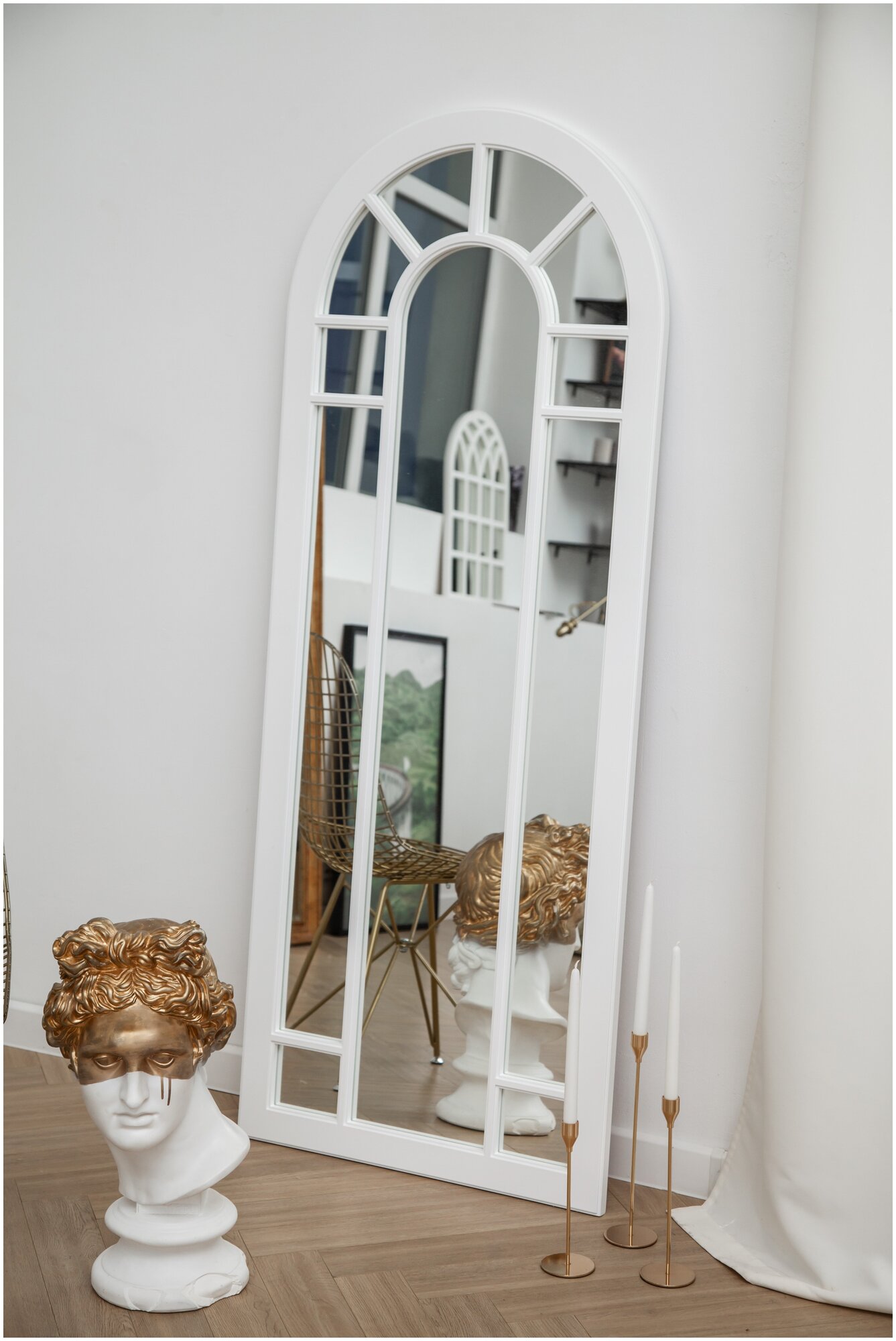 Зеркало арочное декоративное (фальш окно) настенное / напольное 70х170 см