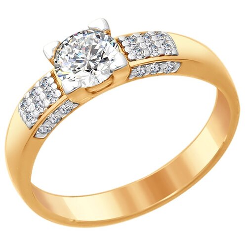 фото Sokolov кольцо из золочёного серебра с фианитами 89010089, размер 18.5