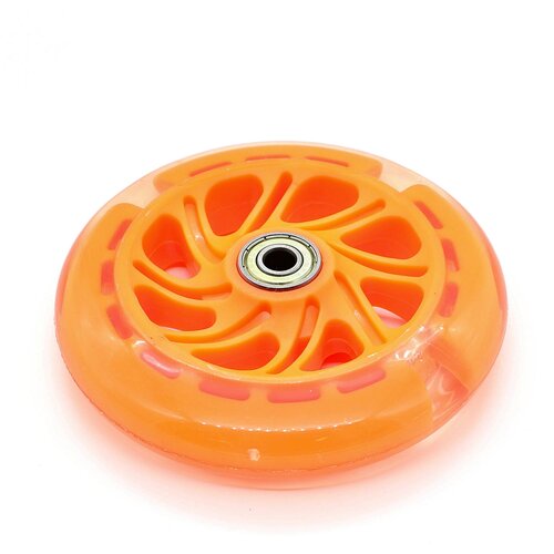 Колесо тонкое переднее светящееся для трехколесного самоката 120 мм (оранжевое)