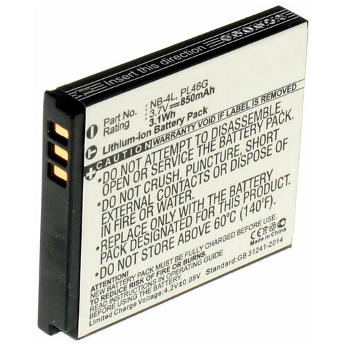 Аккумулятор iBatt iB-B1-F122 850mAh для Canon NB-4L, аккумуляторная батарея для фотоаппарата canon nb 4l