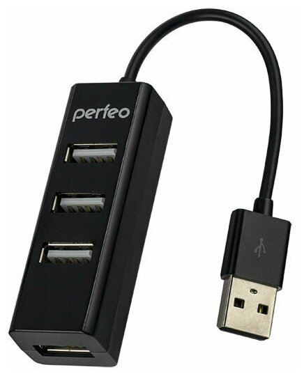 USB- Концентратор Perfeo 4 Port, (PF- HYD-6010H Black) чёрный