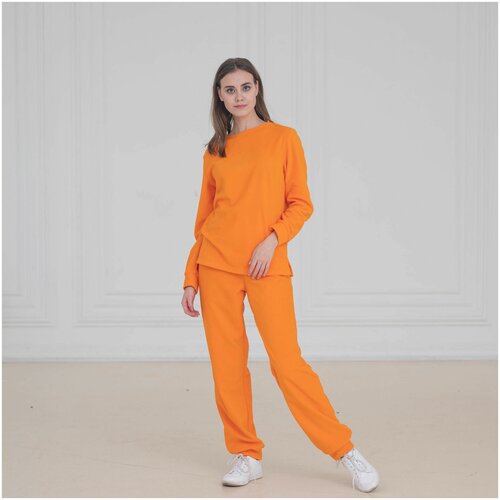 фото Оранжевый флисовый костюм «просто» женский, размер l (48) кофтёныши