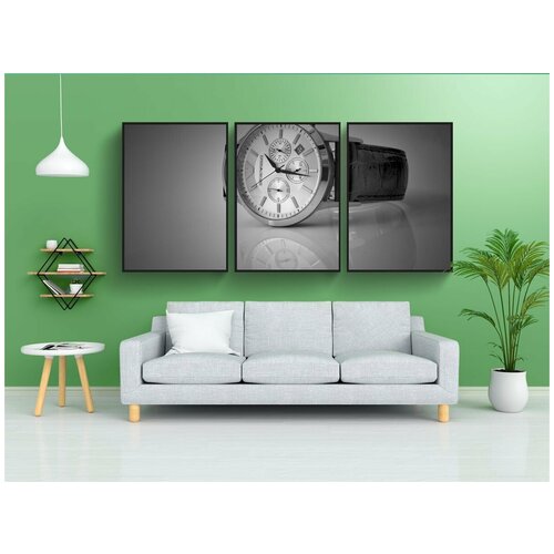 фото Набор модулных постеров для интерьера "аналоговые часы, отражение, время" 60x90 см. в тубусе, без рамки lotsprints