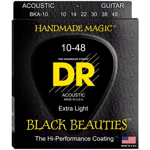 Струны для акустической гитары DR String BKA-10 BLACK BEAUTIES