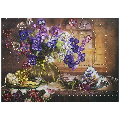 фото Набор для вышивания преобрана "анютины глазки" набор для выкладывания стразами