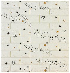 Самоклеящаяся 3D-панель для стен LAKO DECOR, Детская комната, Звёздное небо (белый кирпич), 70x77см, толщина 6мм