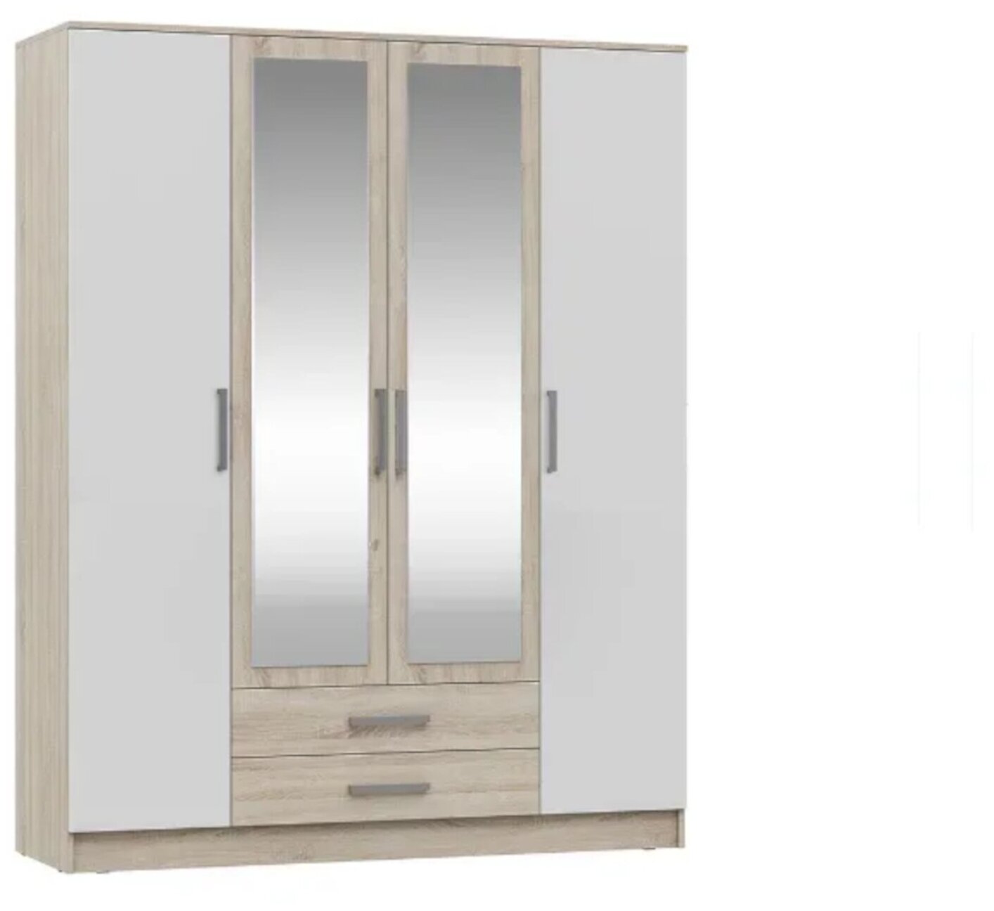 Шкаф Миф Мартина 4-дверный белый / дуб сонома 160х52х201.6 см