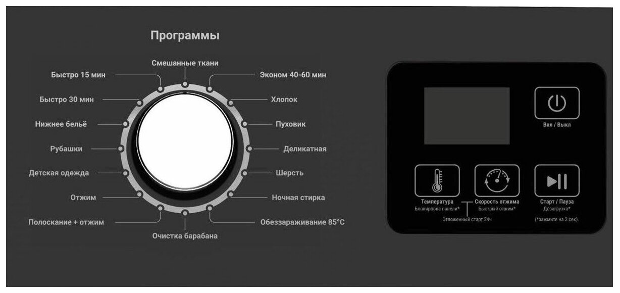 Стиральная машина WILLMARK WMF-6012B (6кг/1200 об16 реж доз белья очист бар A++ белый+чёрн)