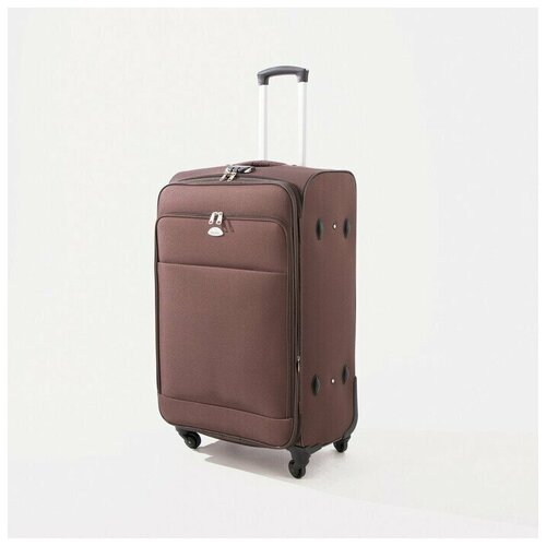 фото Чемодан большой 28" на молнии 2 наружных кармана кодовый замок цвет коричневый нет бренда