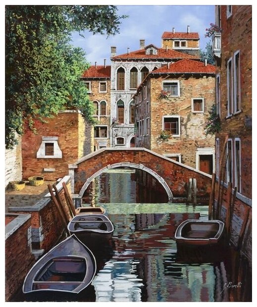 Репродукция на холсте Канал в Венеции №12 Борелли Гвидо 30см. x 36см.