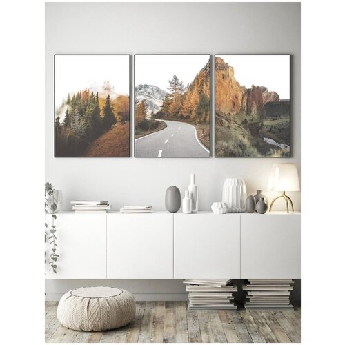 фото Набор из 3х интерьерных постеров 40 см х 30 см - "осень home poster