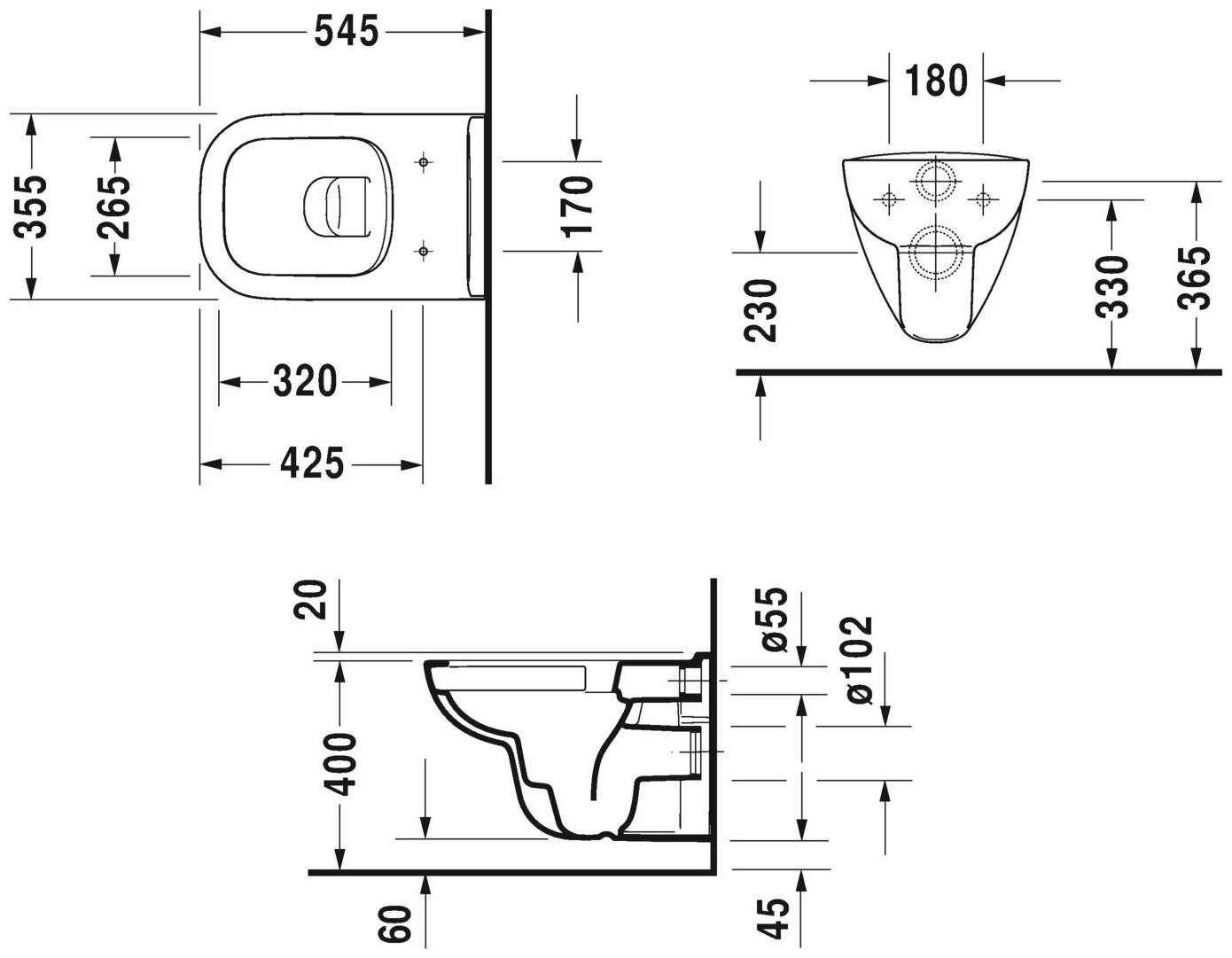 Set D-Code 45700900A1 Унитаз подвесной 54.5х35.5 см (горизонтальный выпуск, микролифт) Duravit - фото №5