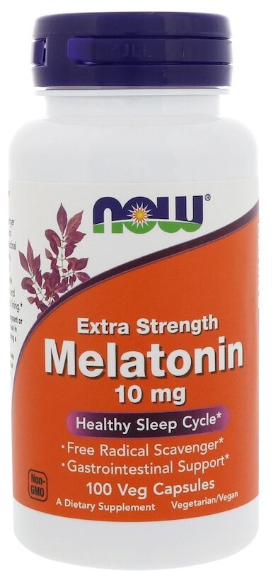 Капсулы NOW Melatonin, 60 г, 10 мг, 100 шт.