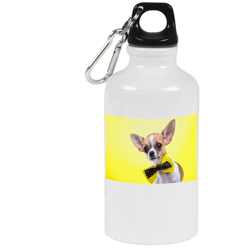 Бутылка с карабином CoolPodarok Собака на желтом фоне сумка для обуви coolpodarok собака на желтом фоне