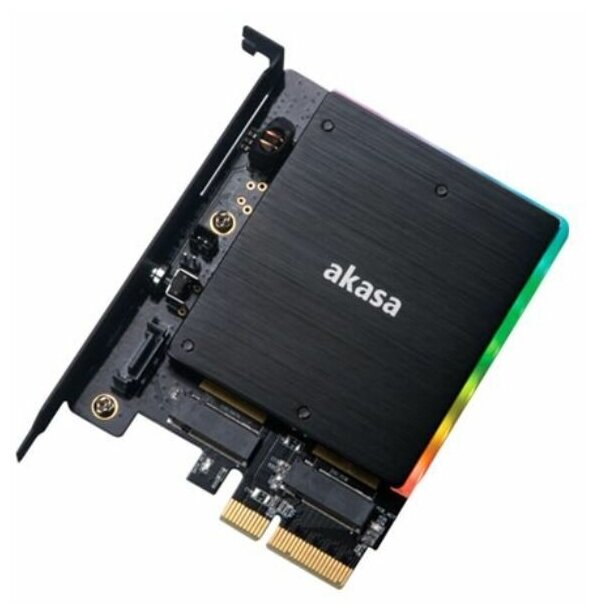 Адаптер ARGB с радиатором AKASA для 2xM.2 PCI-e SSD в PCI-e AK-PCCM2P-04