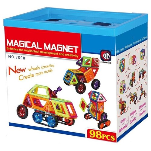 фото Магнитный конструктор ведро 98 деталей xinbida magical magnet 7098-98