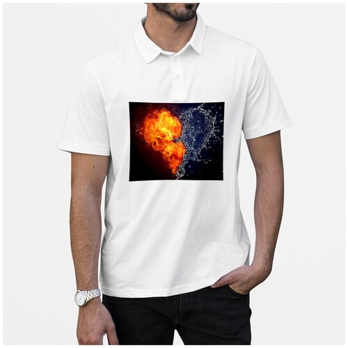 Рубашка- поло CoolPodarok Сердце лед и пламя