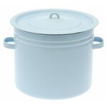 Бак для продуктов с крышкой, кастрюля из эмалированной стали, цвет серо-голубой, 20 л - изображение