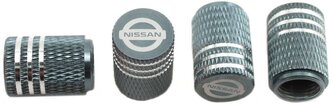 Колпачки на ниппель Nissan (Ниссан) серого цвета из нержавеющей стали 4 шт.