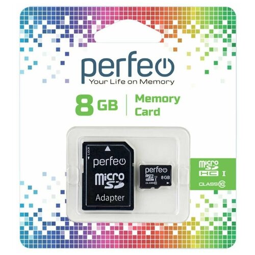 Карта памяти Perfeo microSD 8GB (Cl10) карта памяти microsd high capacity perfeo с адаптером 16 gb