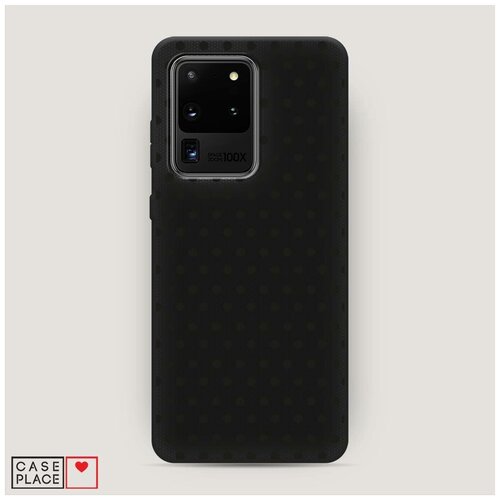 фото Чехол силиконовый матовый samsung galaxy s20 ultra сетка в горох черная case place