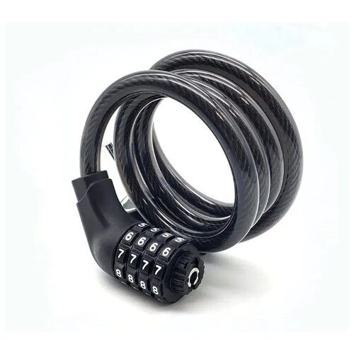 фото Замок для велосипеда 120 см x 8 мм черный / кодовый замок перекодируемый / противоугонный тросовый замок с четырехзначным кодом нет бренда