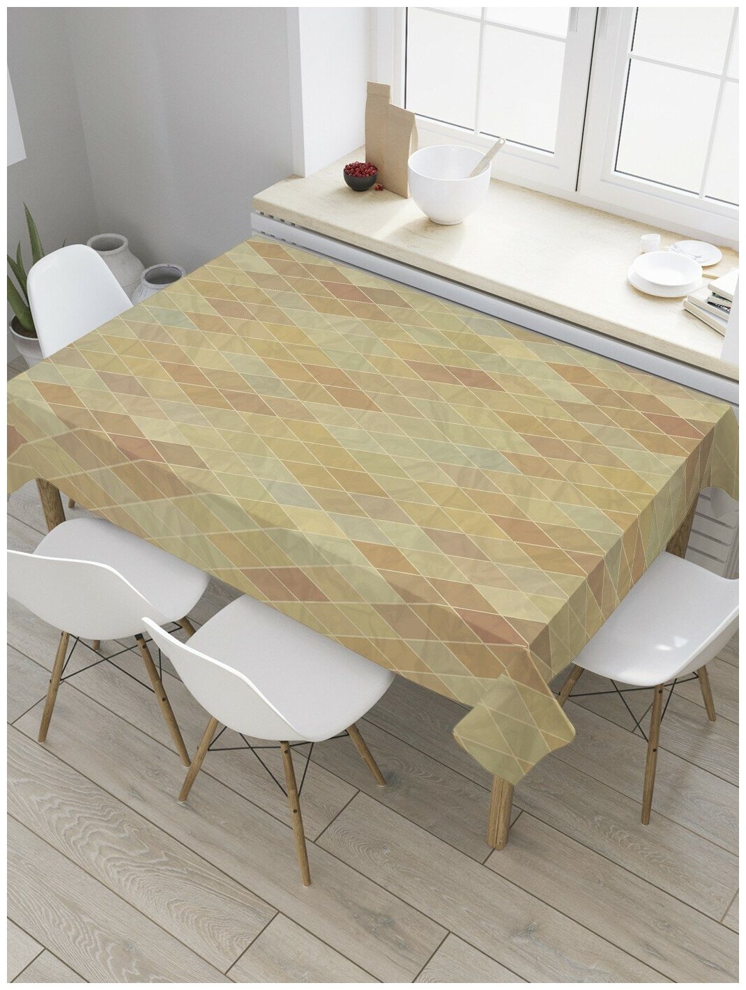 Скатерть прямоугольная JoyArty на кухонный стол "Ромбы винтаж" из оксфорда, 120x145 см