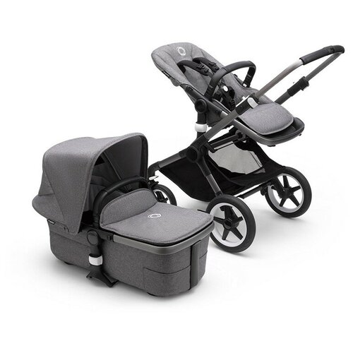 Детская коляска 2 в 1 Bugaboo Fox3 шасси Graphite (Graphite/Grey Melange/Grey Melange)