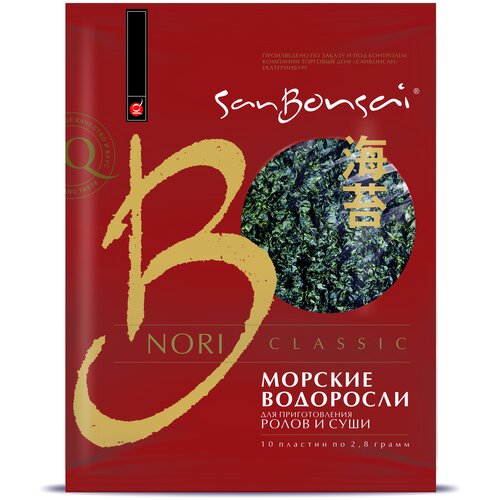 SanBonsai Морские водоросли Нори для роллов и суши, 28 г, 10 шт.