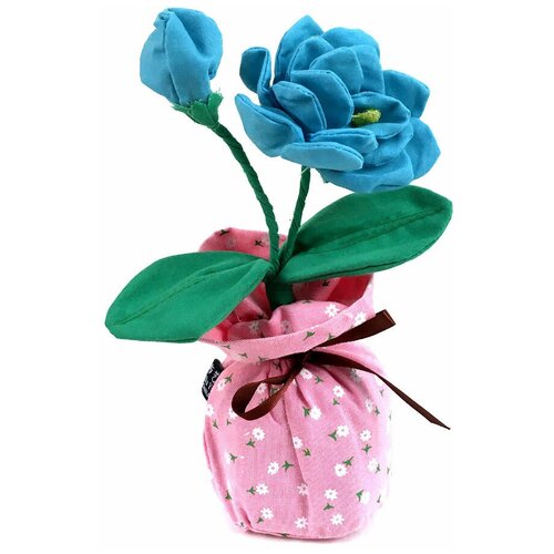 Декоративный тканевый цветок «Бамбу Роза» голубая