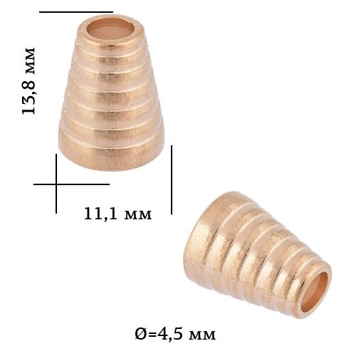 Наконечник для шнура металл TBY OR.6660-0090 (11,1х13,8мм, отв.4,5мм) цв. золото уп. 50шт