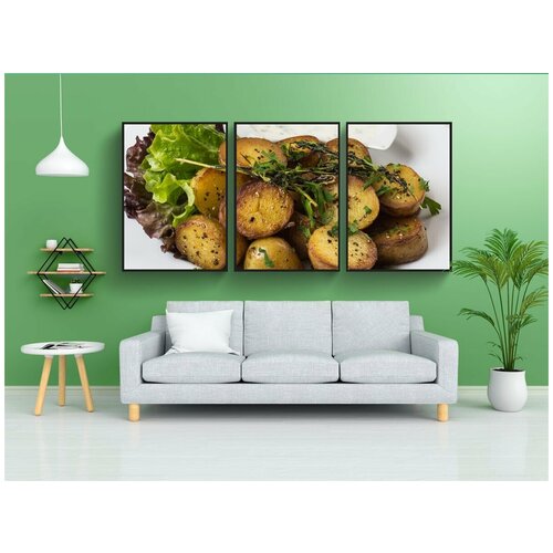 фото Набор модулных постеров для интерьера "печеный картофель, гурман, чесночным соусом" 60x90 см. в тубусе, без рамки lotsprints