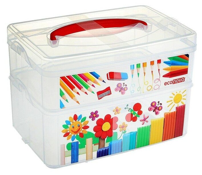 Econova Коробка универсальная с ручкой и декором Art Box - фото №7